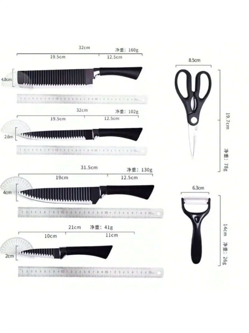 Conjunto de facas de cozinha em aço inoxidável, Tesoura e Descascador de cerâmica