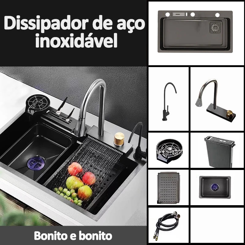 Cuba Cascata Gourmet Completa Aço Inox - 78x45